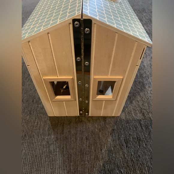 Melissa & Doug Fold and Go Wooden Horse Stable Dollhouse w Handle, Toy Horses - Picture 6 of 11